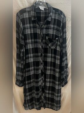 BLL nyc Black & White Plaid Shirt Dress